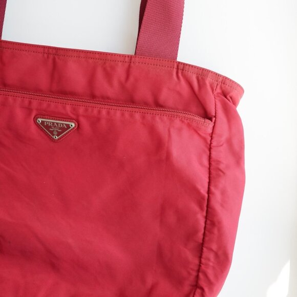 Authentic Preowned Prada Red Nylon Tote Bag - Picture 4 of 14